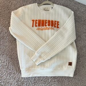 Pressbox Cream Sweatshirt with Orange Text